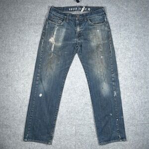 Guess denim pants Mens 34x32 Blue Rebel Straight Leg Distressed Grunge Y2K